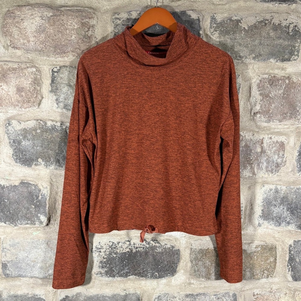 Canada Weather Gear Orange Mock Neck Drawstring Hem‎ Top Woman's Large Sporty